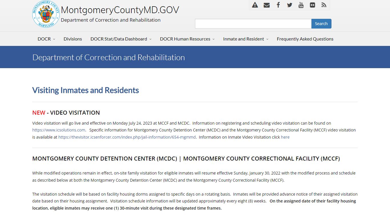 Department of Correction and Rehabilitation - Montgomery County Maryland